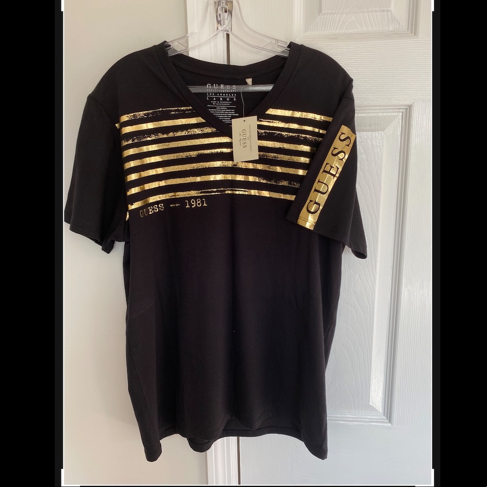 GUESS Jet Black Shirt With Gold Design